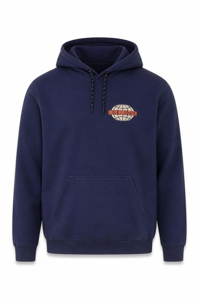 H&M Men Blue Pullover Hoodie M United World Citizen Logo