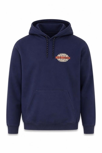 H&M Men Blue Pullover Hoodie M United World Citizen Logo