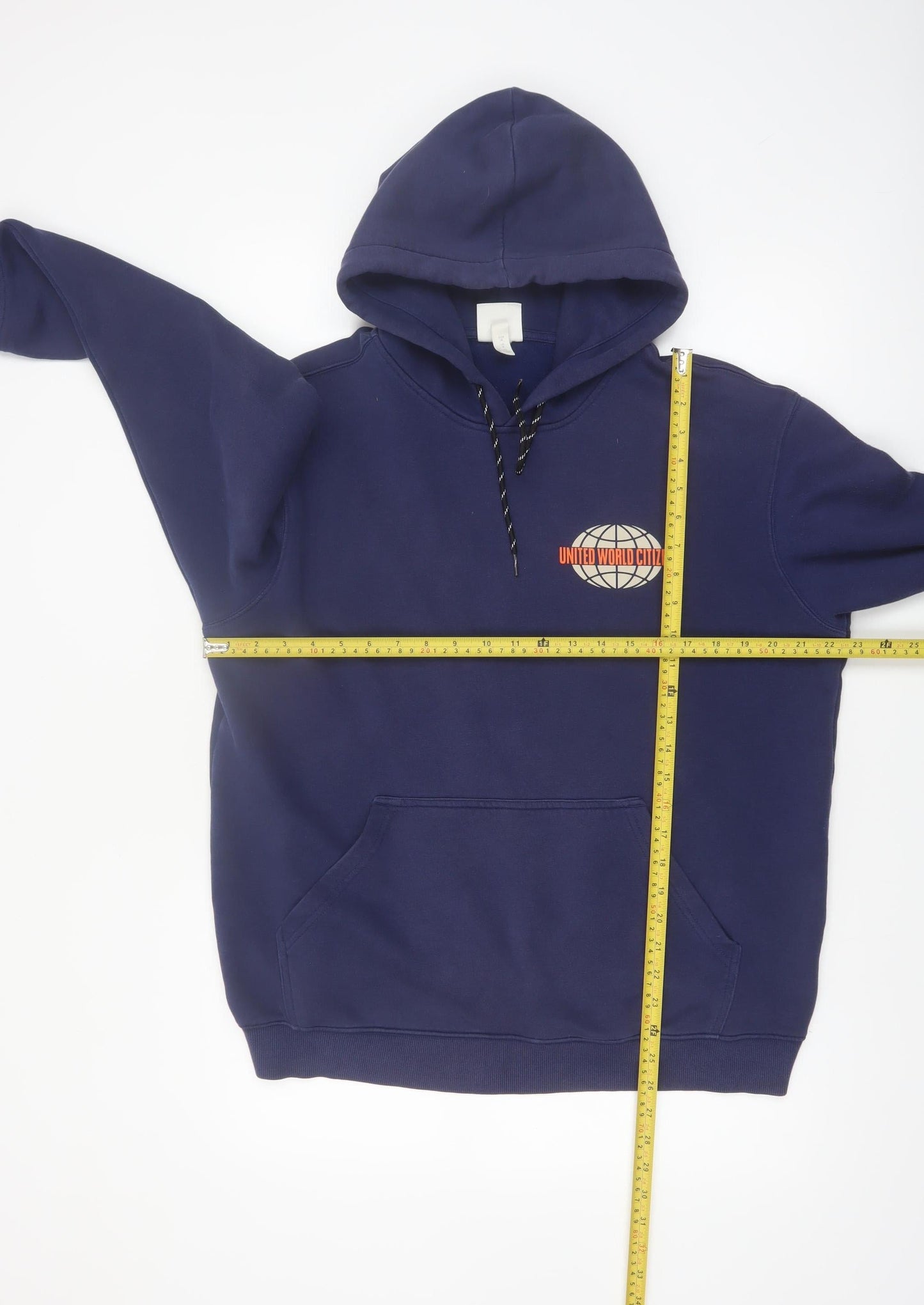 H&M Men Blue Pullover Hoodie M United World Citizen Logo