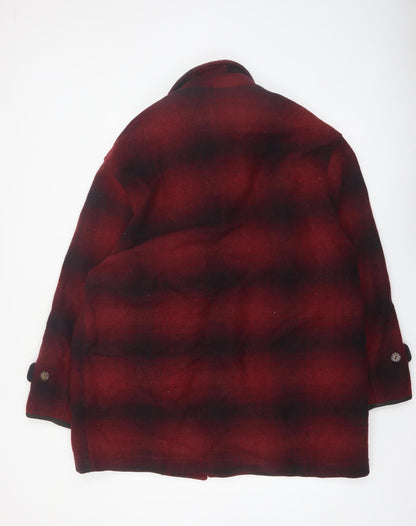 Maxwear Men's Red Wool-Blend Check Jacket XL Classic Outdoor
