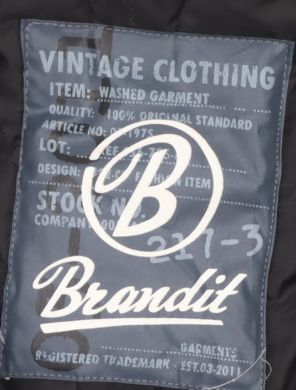 Brandit Men's Black 2XL Military Jacket with Full Zip Pockets