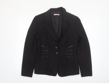 Basler Women's Black Size 12 Tailored Two-Button Blazer Jacket