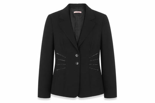 Basler Women's Black Size 12 Tailored Two-Button Blazer Jacket
