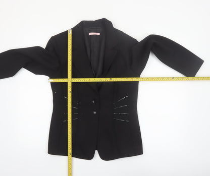 Basler Women's Black Size 12 Tailored Two-Button Blazer Jacket