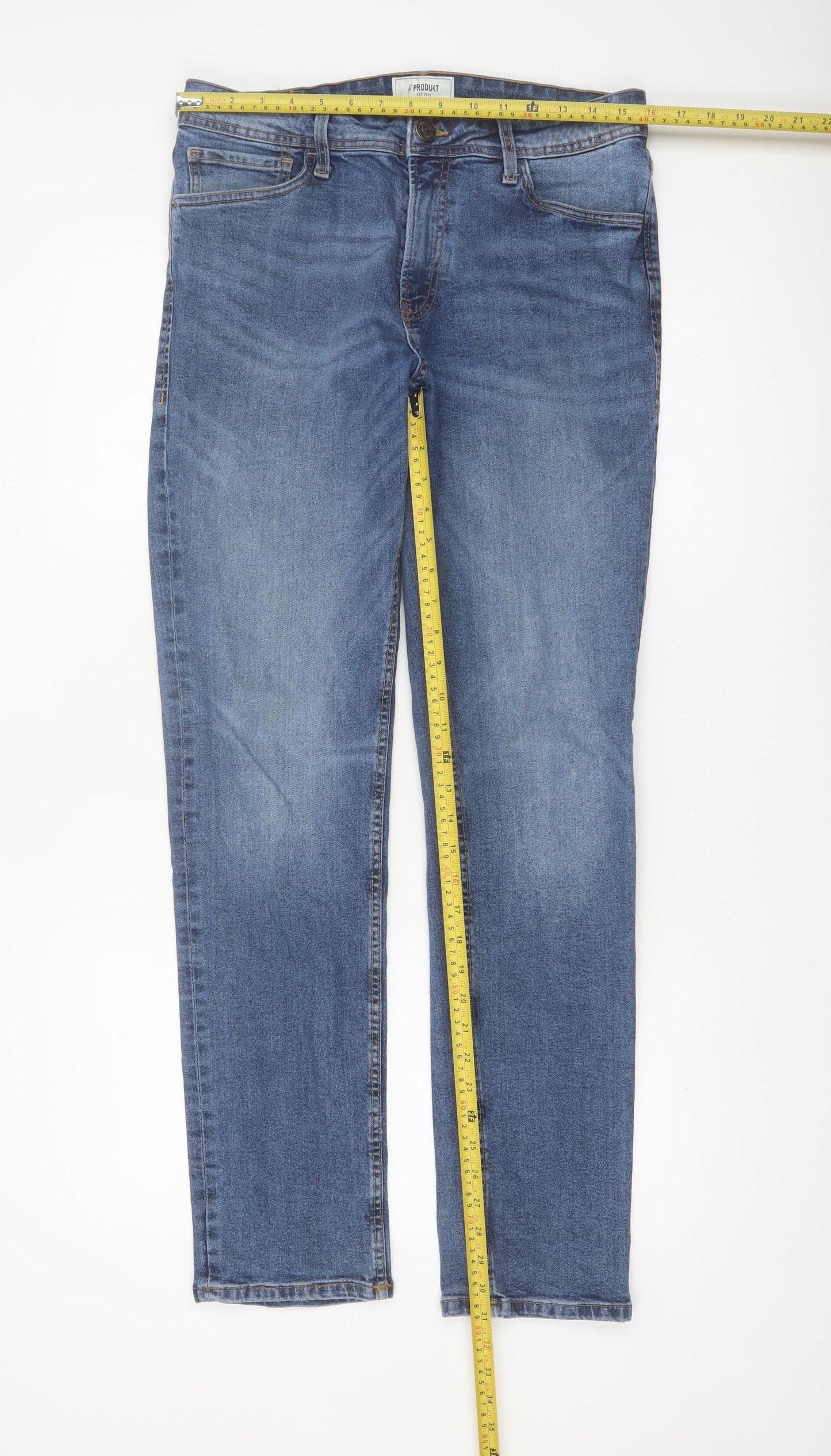 PRODUKT Men's Blue Slim Fit Straight Denim Jeans W32 L34