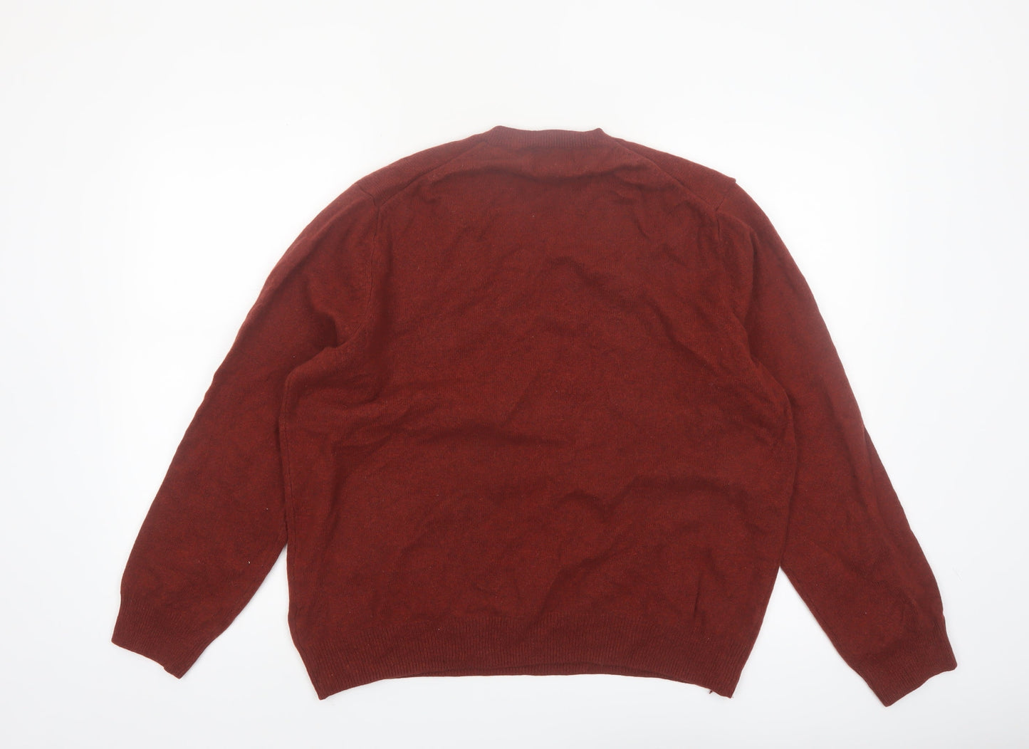Marks and Spencer Men’s Brown XL Lambswool V-Neck Jumper