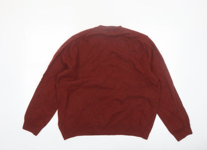 Marks and Spencer Men’s Brown XL Lambswool V-Neck Jumper
