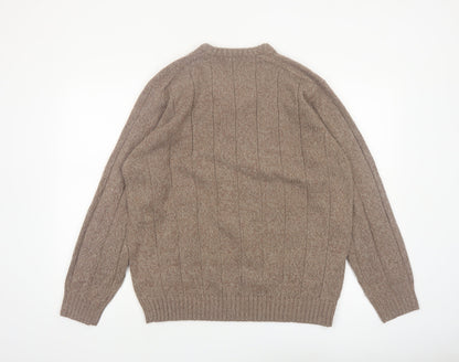 James Pringle Men's Beige Acrylic V-Neck Pullover Jumper L