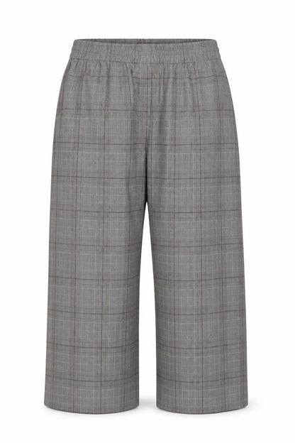 Marks & Spencer Womens Grey Checked Wide-Leg Trousers Size 20 Regular