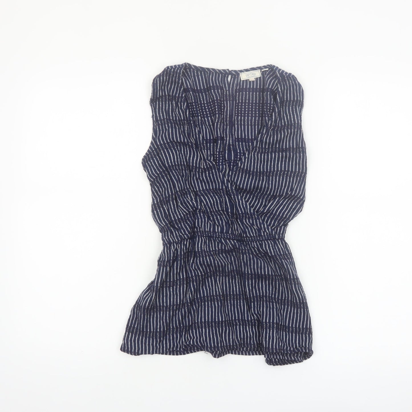 Fat Face Women Blue Striped Sleeveless Tunic Blouse Size 12