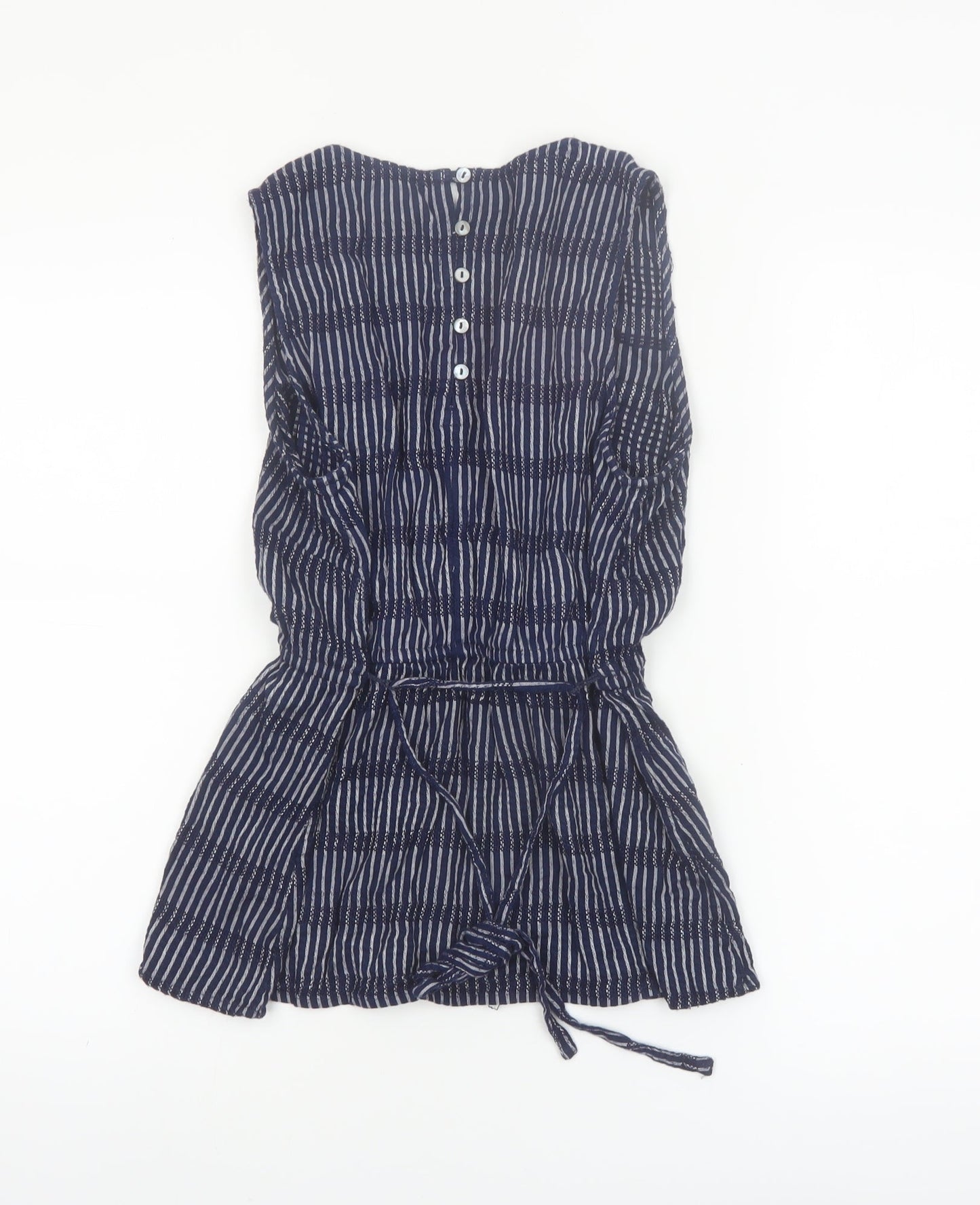 Fat Face Women Blue Striped Sleeveless Tunic Blouse Size 12