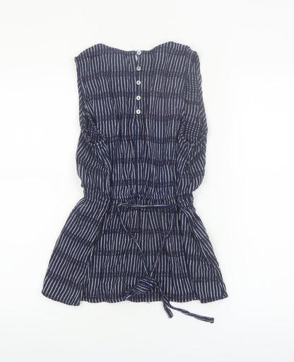 Fat Face Women Blue Striped Sleeveless Tunic Blouse Size 12