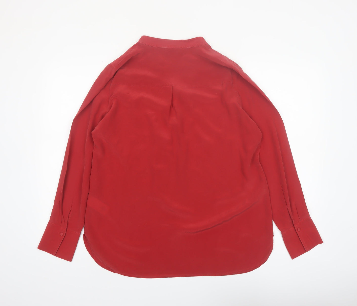 Hobbs Women Red Silk Long Sleeve V-Neck Blouse Size 14