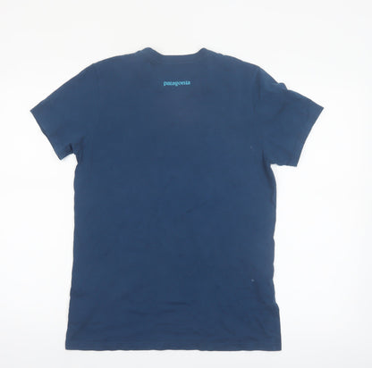 Patagonia Women Blue L Organic Cotton Short Sleeve T-Shirt