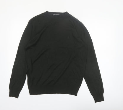 French Connection Men’s Black V-Neck Acrylic Jumper Size M