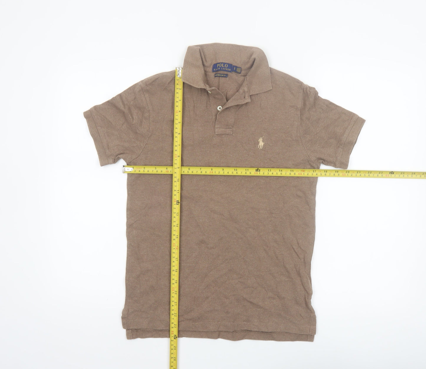Ralph Lauren Men's Brown Slim Fit Polo Shirt Size S Cotton