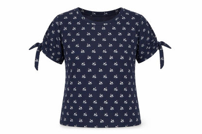 Warehouse Womens Blue Swan Print Tie Sleeve T-Shirt Size 10