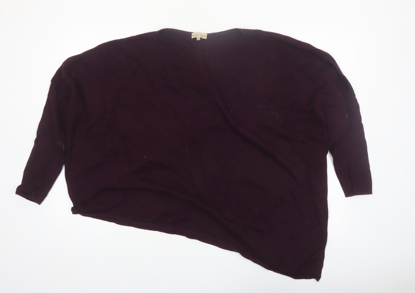 Phase Eight Women Purple Asymmetrical Knit Jumper L Wool Blend