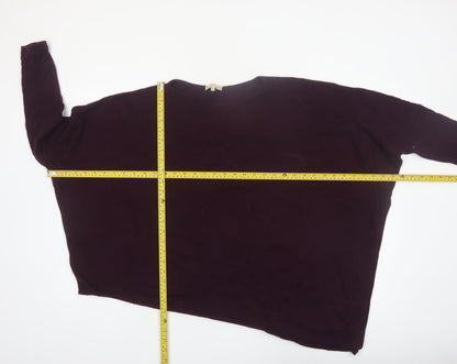 Phase Eight Women Purple Asymmetrical Knit Jumper L Wool Blend