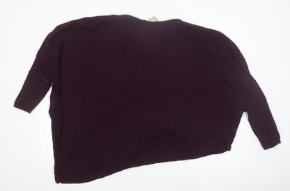 Phase Eight Women Purple Asymmetrical Knit Jumper L Wool Blend