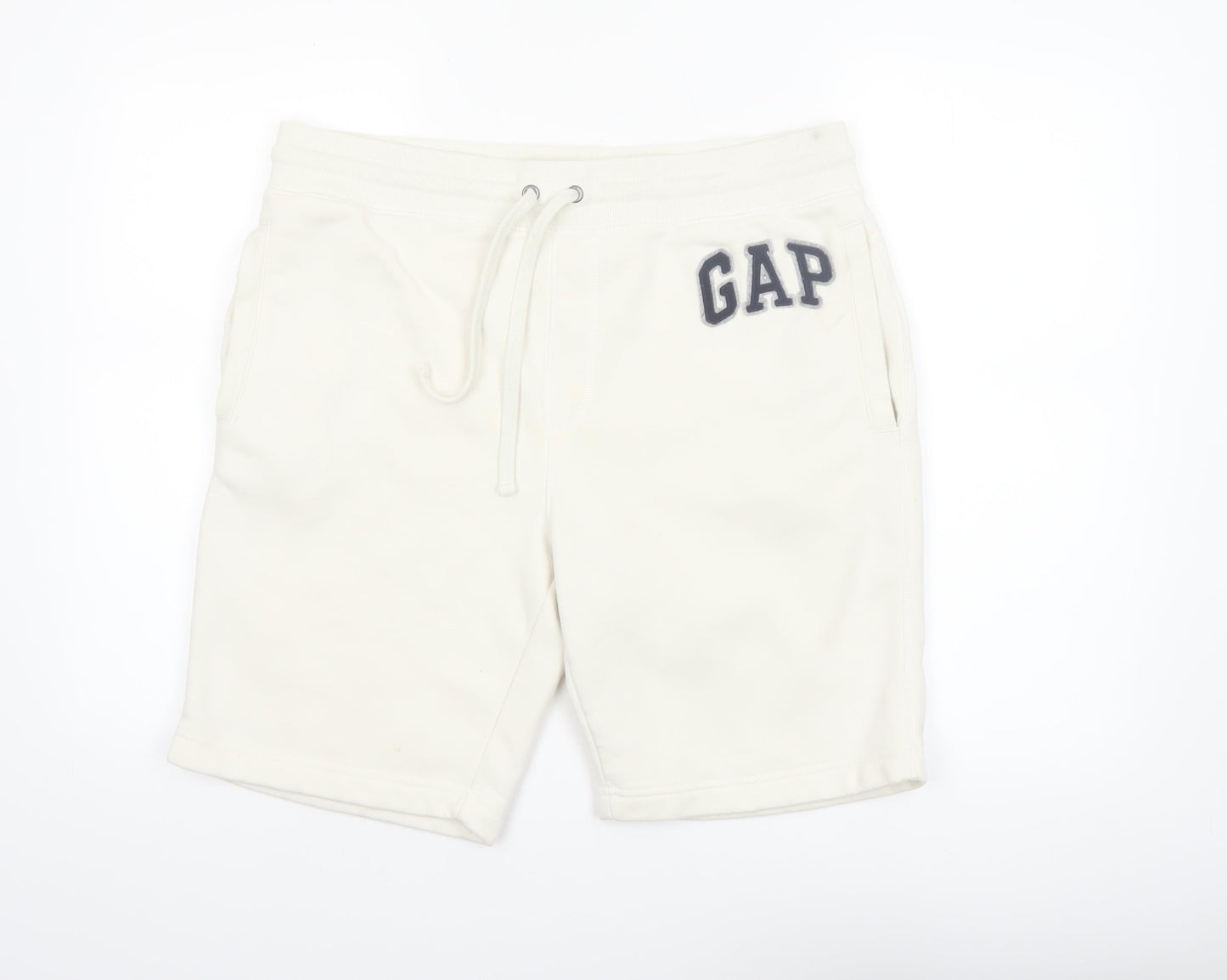 GAP Men’s White Sweat Shorts L Fleece Drawstring Casual