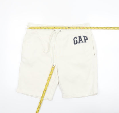 GAP Men’s White Sweat Shorts L Fleece Drawstring Casual
