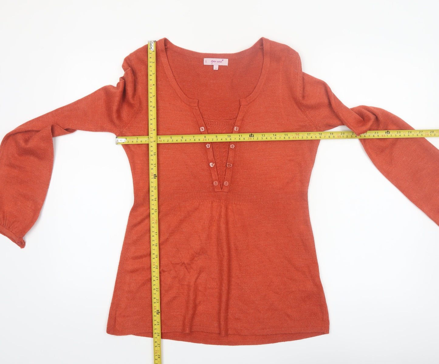 Marks and Spencer Women’s Orange Henley Knit Jumper Size 10