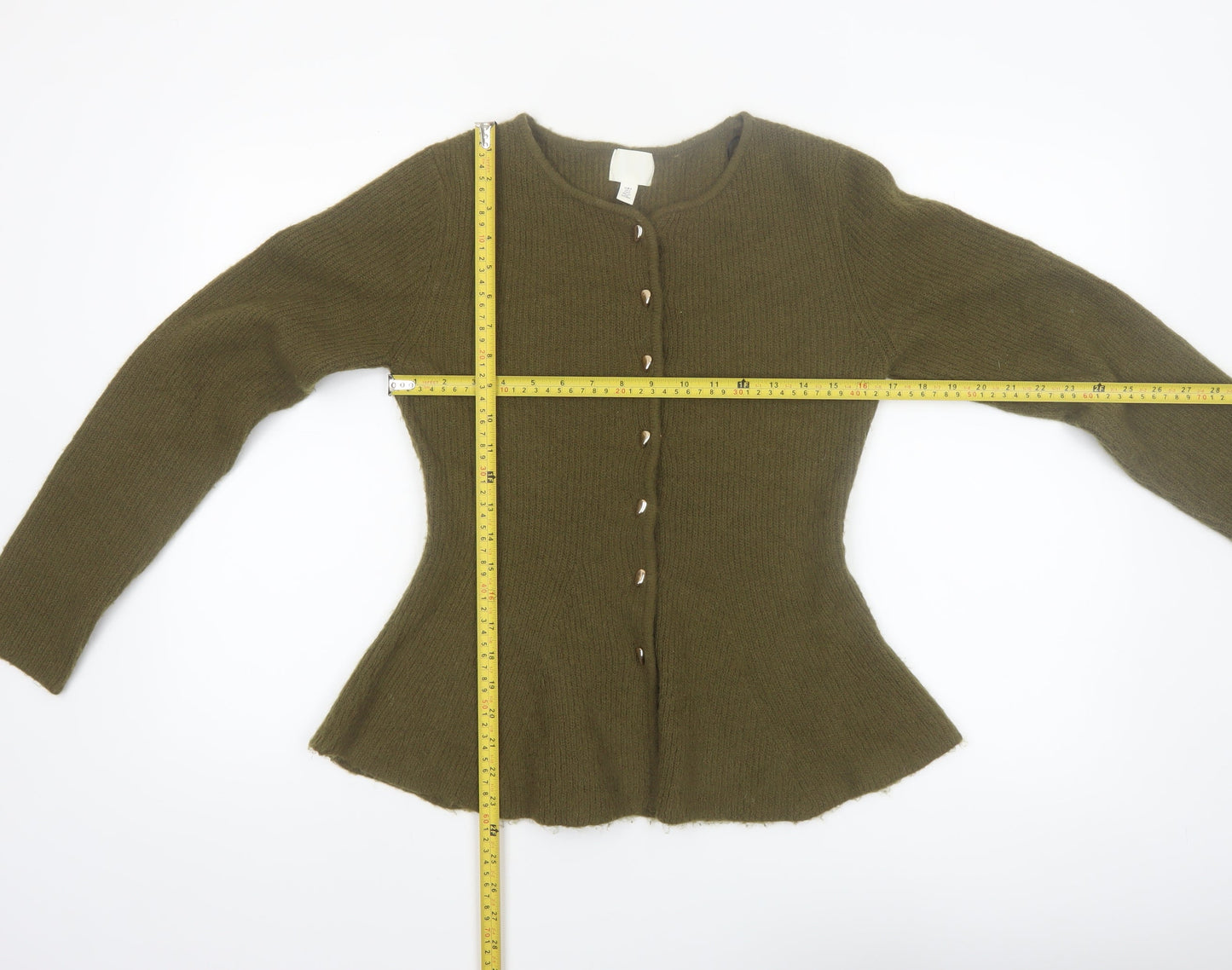 H&M Women’s Green Knit Button Cardigan Size 8 Regular Fit