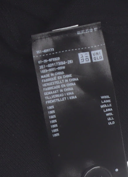 Uniqlo Men's Black Wool V-Neck Cardigan L
