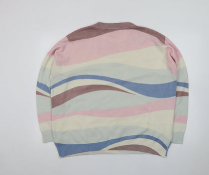 Fat Face Women’s Multicoloured Wave Jumper UK 16 Crew Neck Cotton Knit