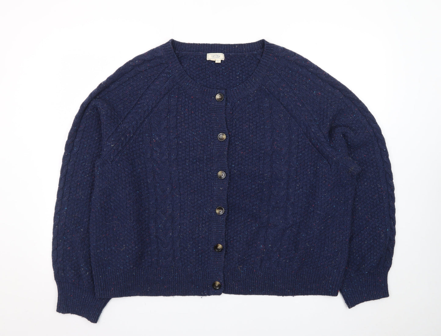 Fat Face Womens Blue Wool Cable Knit Cardigan UK 22
