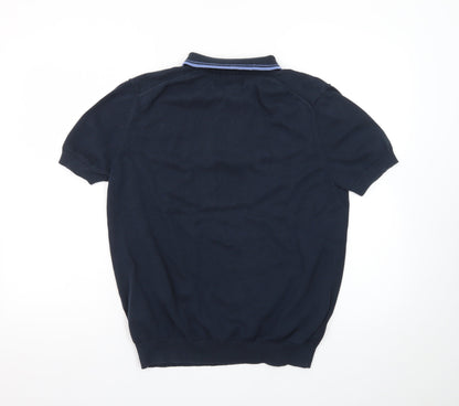 Paul Costelloe Men’s Blue Zip Collar Cotton Polo Shirt M