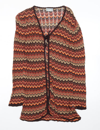 Wallis Women’s Multicoloured Chevron Knit Cardigan Size 14 V-Neck Lightweight