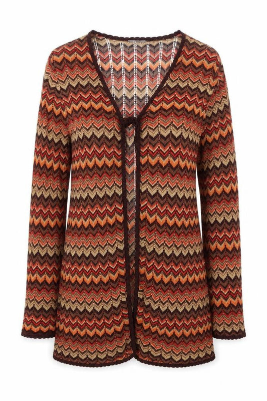 Wallis Women’s Multicoloured Chevron Knit Cardigan Size 14 V-Neck Lightweight
