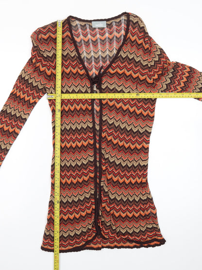 Wallis Women’s Multicoloured Chevron Knit Cardigan Size 14 V-Neck Lightweight
