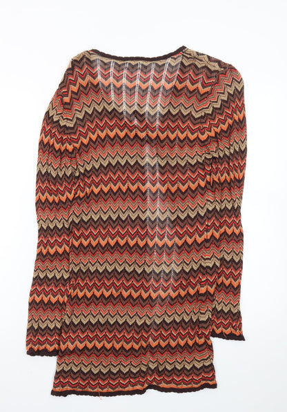 Wallis Women’s Multicoloured Chevron Knit Cardigan Size 14 V-Neck Lightweight