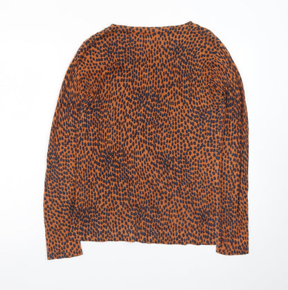 J.Crew Women Brown Animal Print Cotton Pullover Jumper Size S