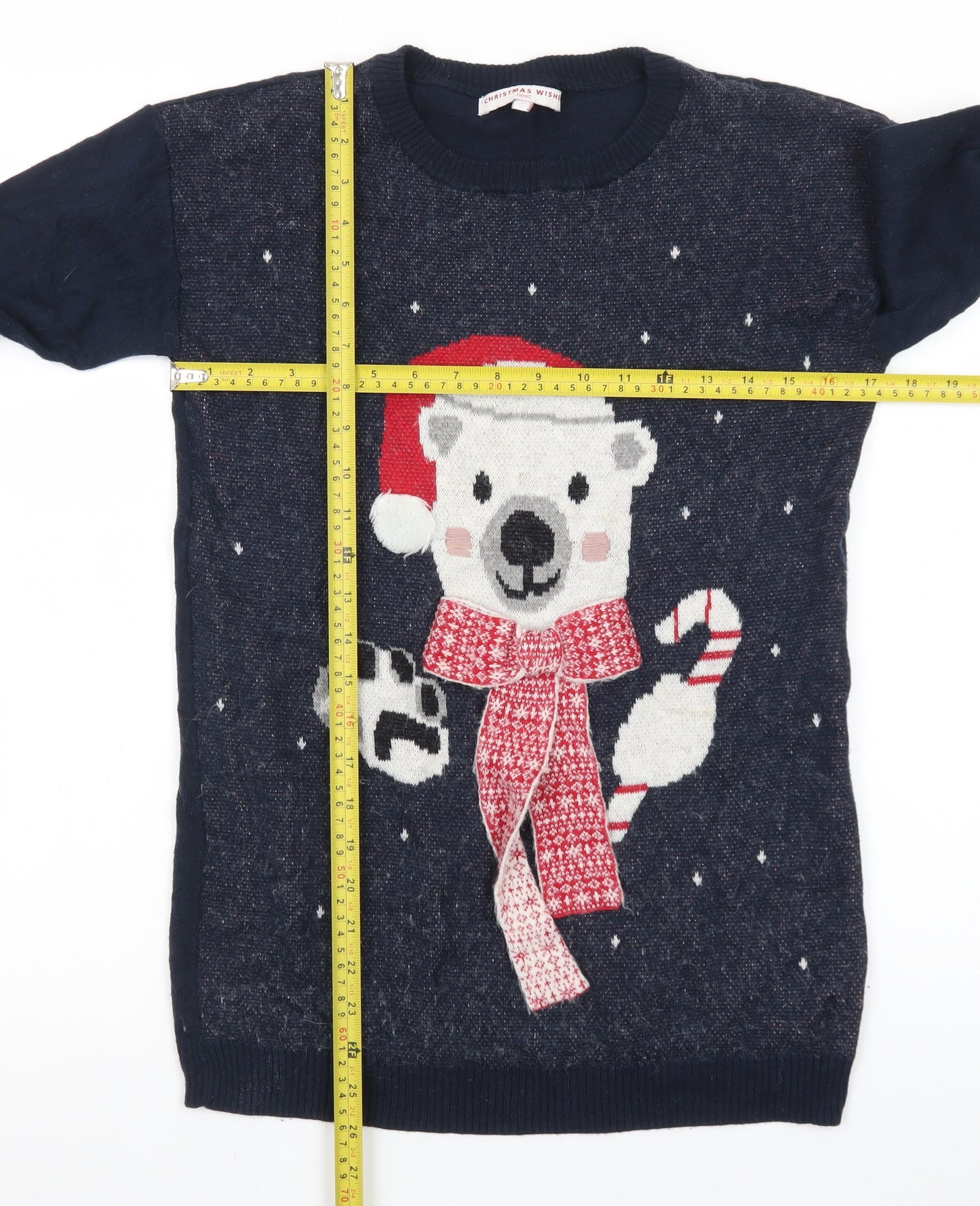 Next Women’s Blue Christmas Polar Bear Jumper Size 8 Crew Neck