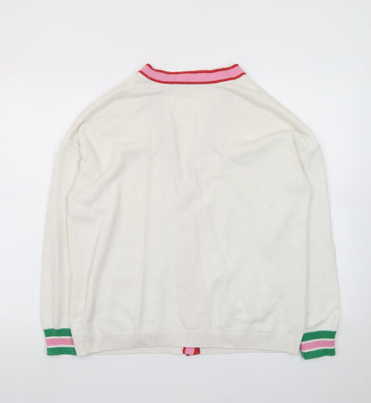 Boden Women Ivory Colourblock V-Neck Cardigan Size 16
