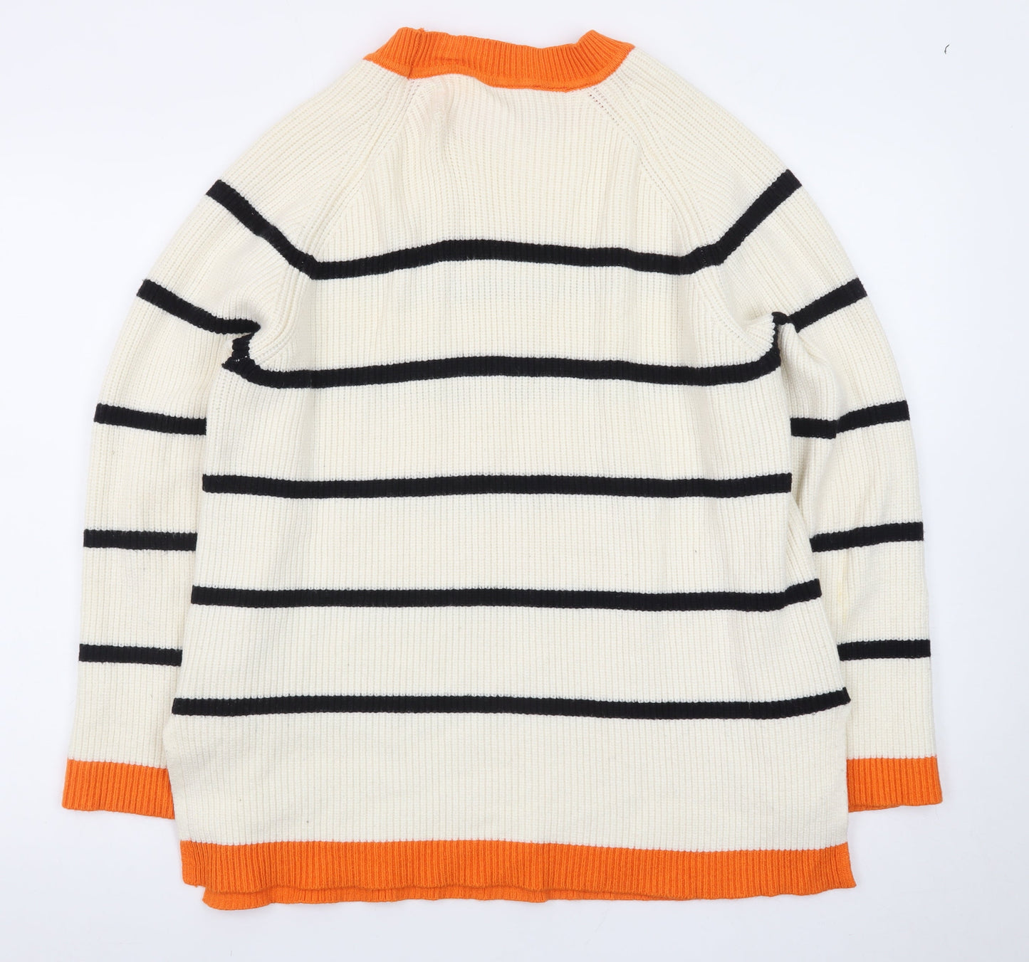 Selected Femme Women's Ivory Striped High Neck Pullover Jumper L