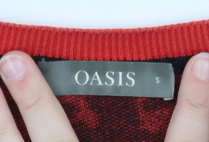 Oasis Women Red Leopard Knit Pullover Jumper Size S