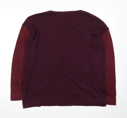 White Stuff Women's Purple Long Sleeve Crew Neck Cotton Wool Jumper Size 12