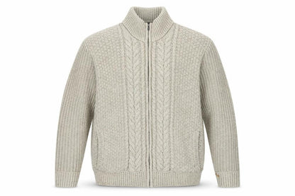 RJR John Rocha Men's Beige 2XL Cable Knit Wool Full Zip Jumper
