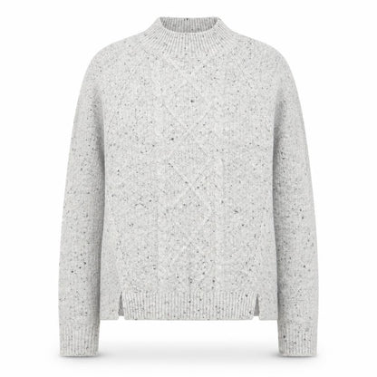 Oasis Women’s Grey Cable Knit Wool Blend Mock Neck Jumper XS