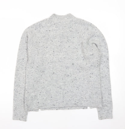 Oasis Women’s Grey Cable Knit Wool Blend Mock Neck Jumper XS