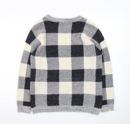 Cyrus Women Grey Check Knit Pullover Jumper XS Nylon Blend