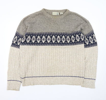 FieldMaster Men's Beige Fair Isle Knit Pullover Jumper L