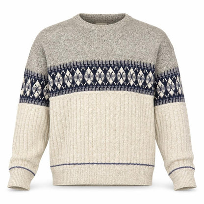 FieldMaster Men's Beige Fair Isle Knit Pullover Jumper L