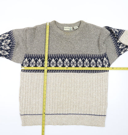 FieldMaster Men's Beige Fair Isle Knit Pullover Jumper L