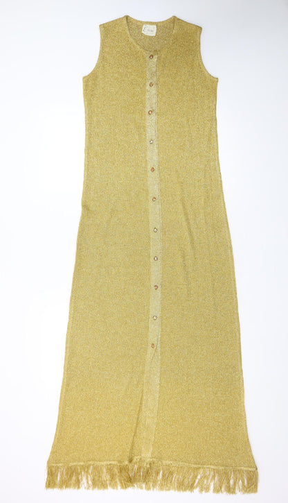 Euro Women’s Gold Sleeveless Long Sheath Knit Dress Size 6